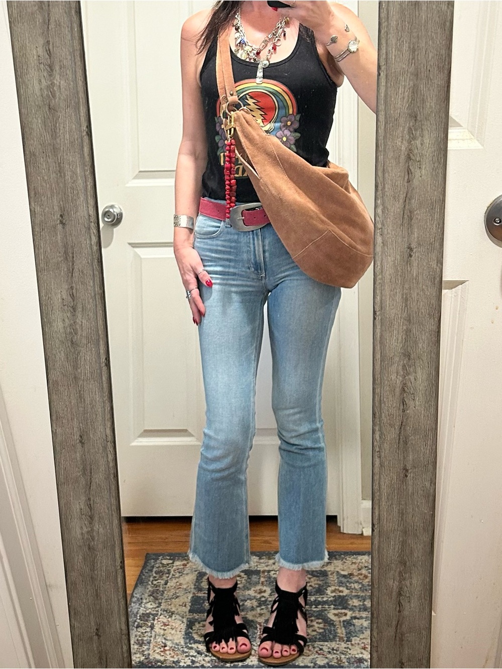 Free People Suede Roma Tote in Rust With 2 FP Bag Charms & Tilly Scarf - Picture 9 of 16